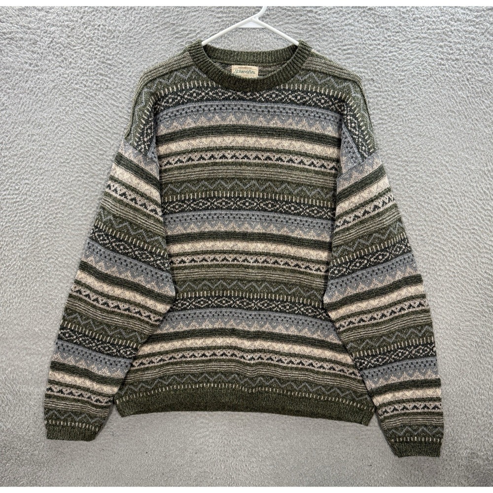 Vintage St Johns Bay Sweater Adult XL Multicolor Fair Isle Knit Crewneck 90s Y2K